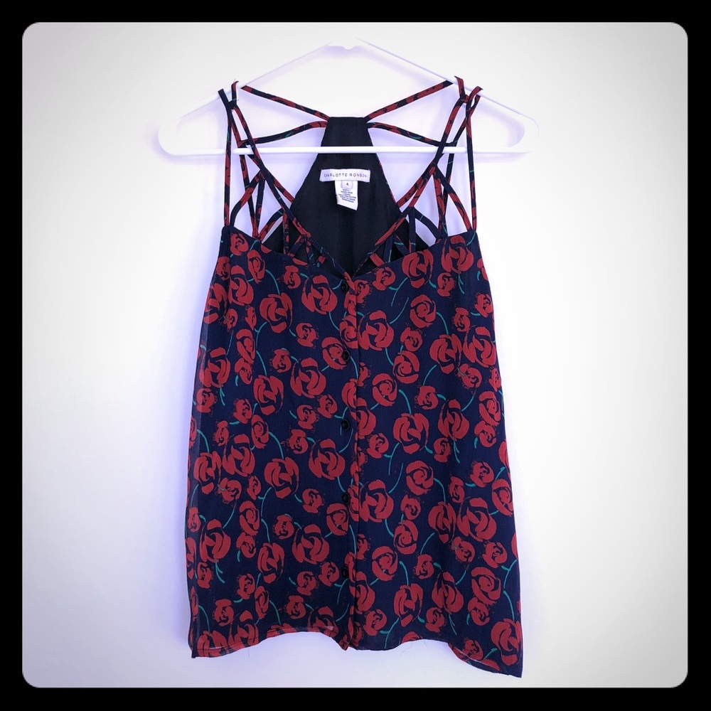 Strappy floral blouse